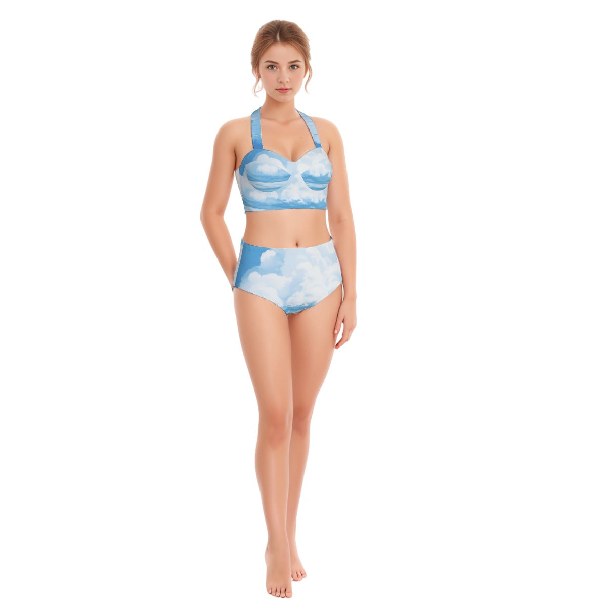 All-Over Print Women's Swimsuit Set With Halter