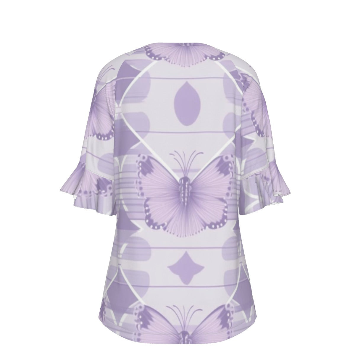 All-Over Print V-neck Women's T-shirt With Bell Sleeve