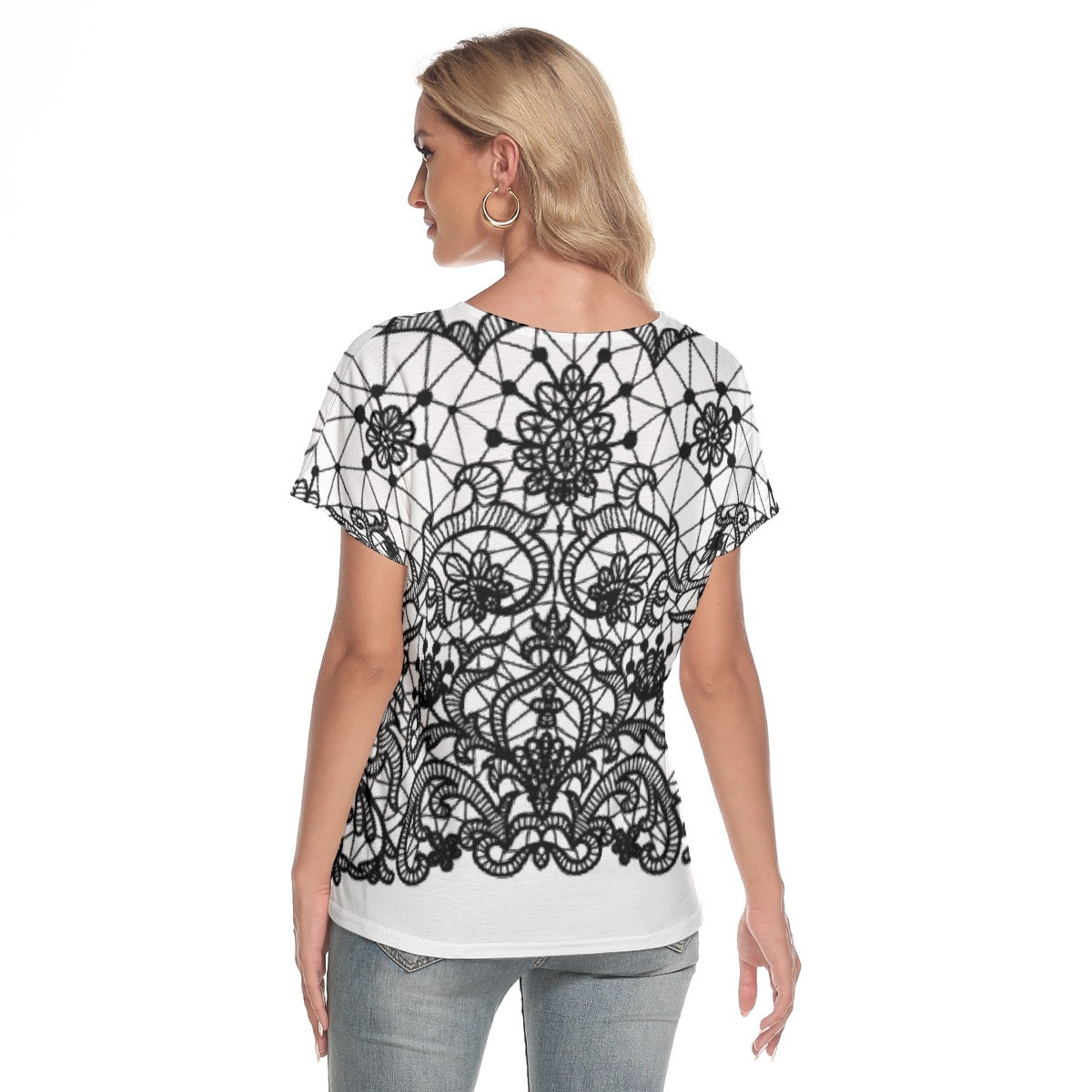 All-Over Print Women's Loose V-neck Short Sleeve T-shirt