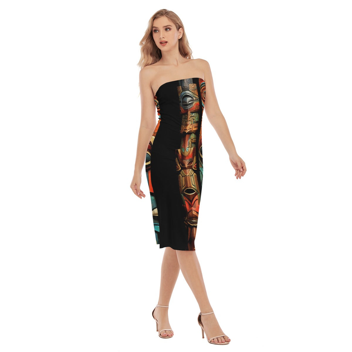 All-Over Print Women's Side Split Tube Top Dress