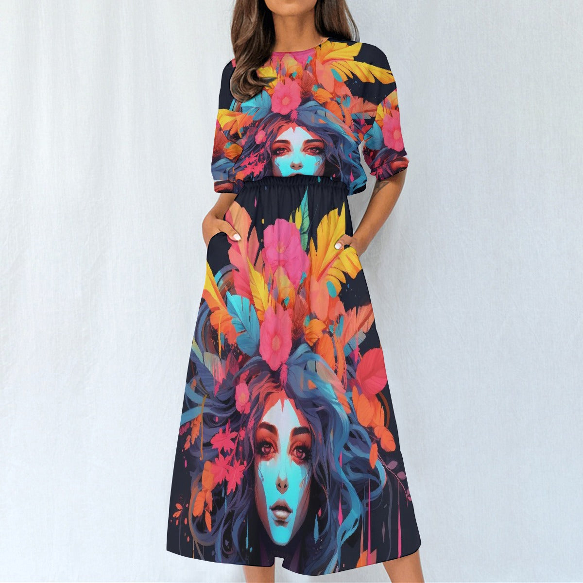 All-Over Print Women's Elastic Waist Dress