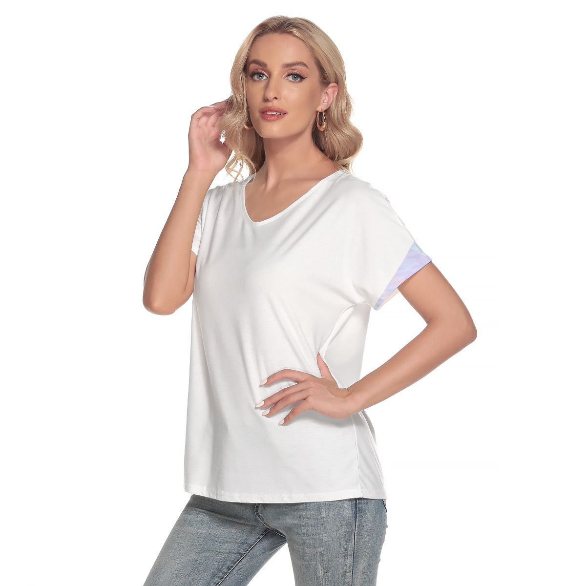 All-Over Print Women's Loose V-neck Short Sleeve T-shirt