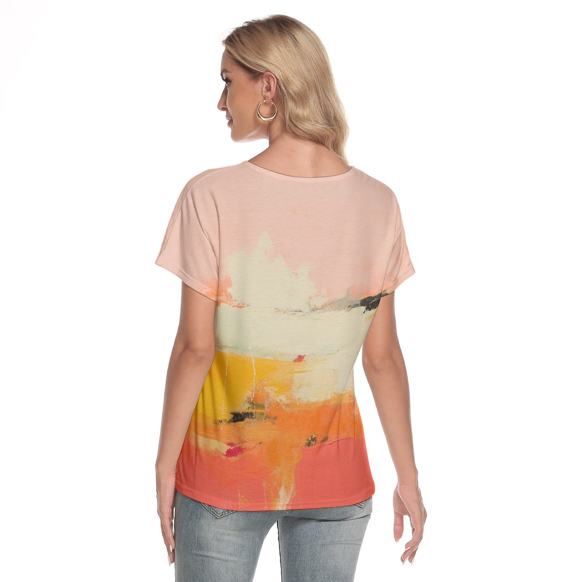 All-Over Print Women's Loose V-neck Short Sleeve T-shirt