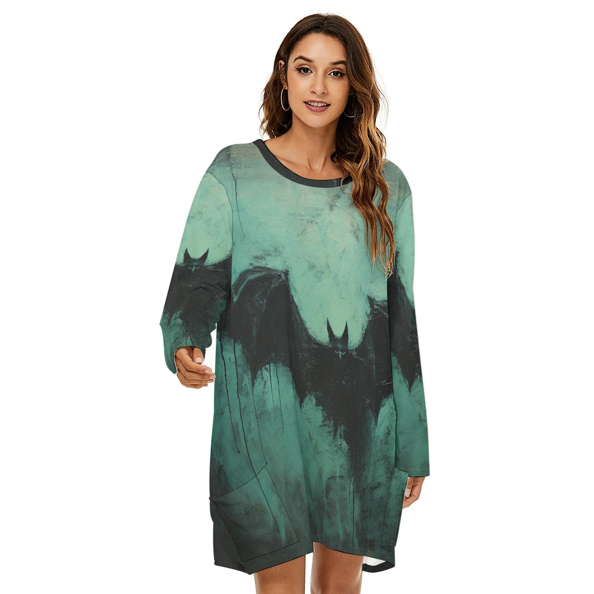 All-Over Print  Women's Loose Crew Neck Dress