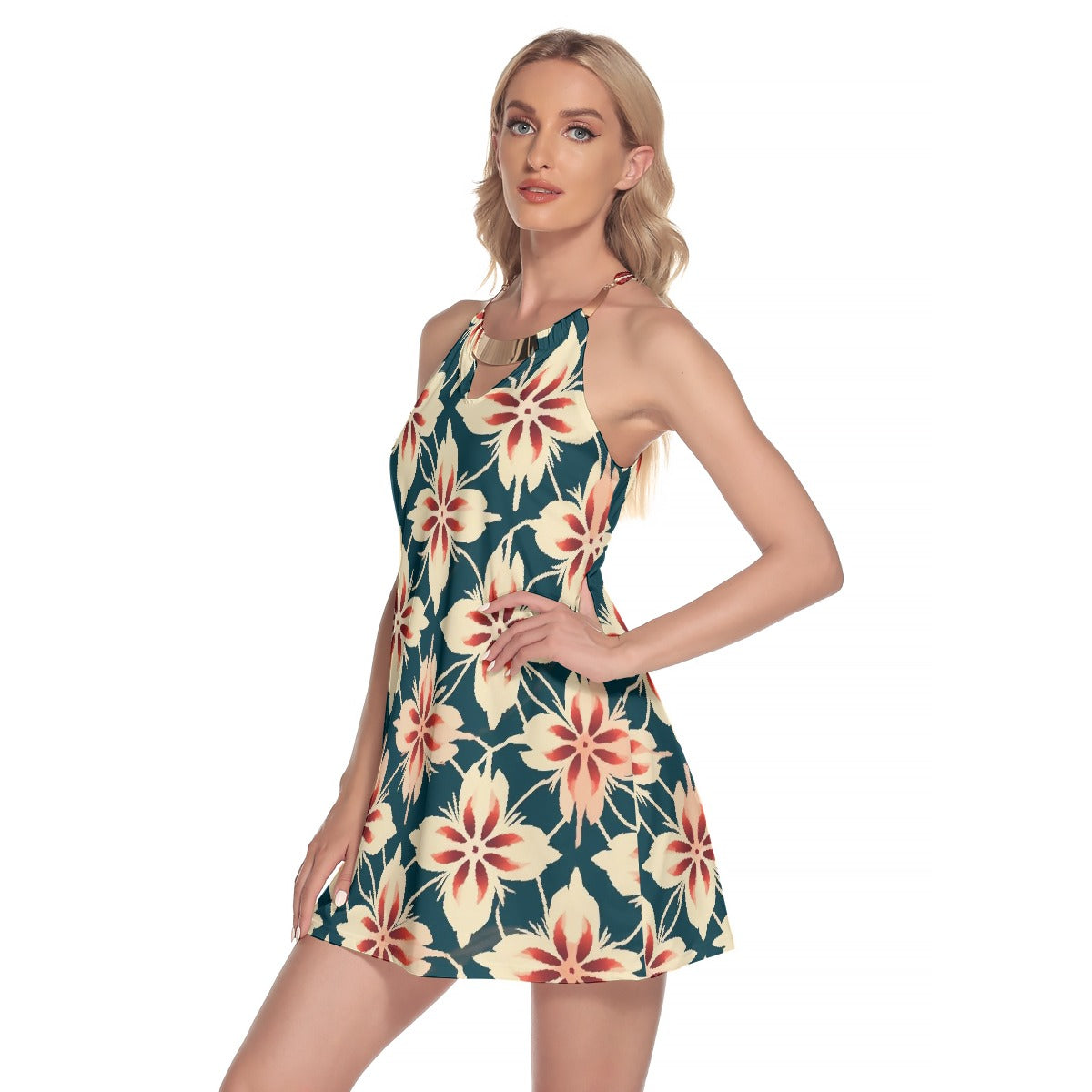 All-Over Print Women's Round Neck Above Knee Dress