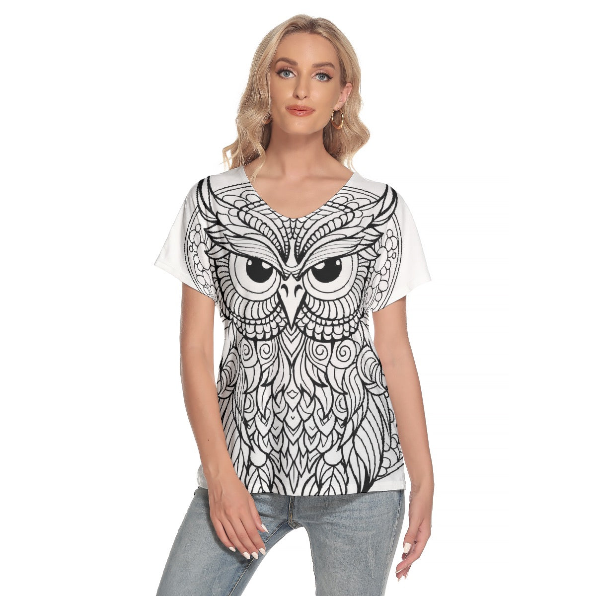 All-Over Print Women's Loose V-neck Short Sleeve T-shirt