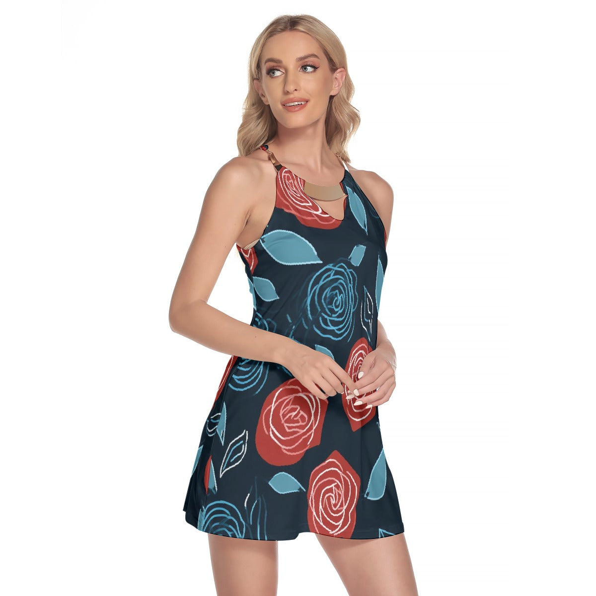 All-Over Print Women's Round Neck Above Knee Dress