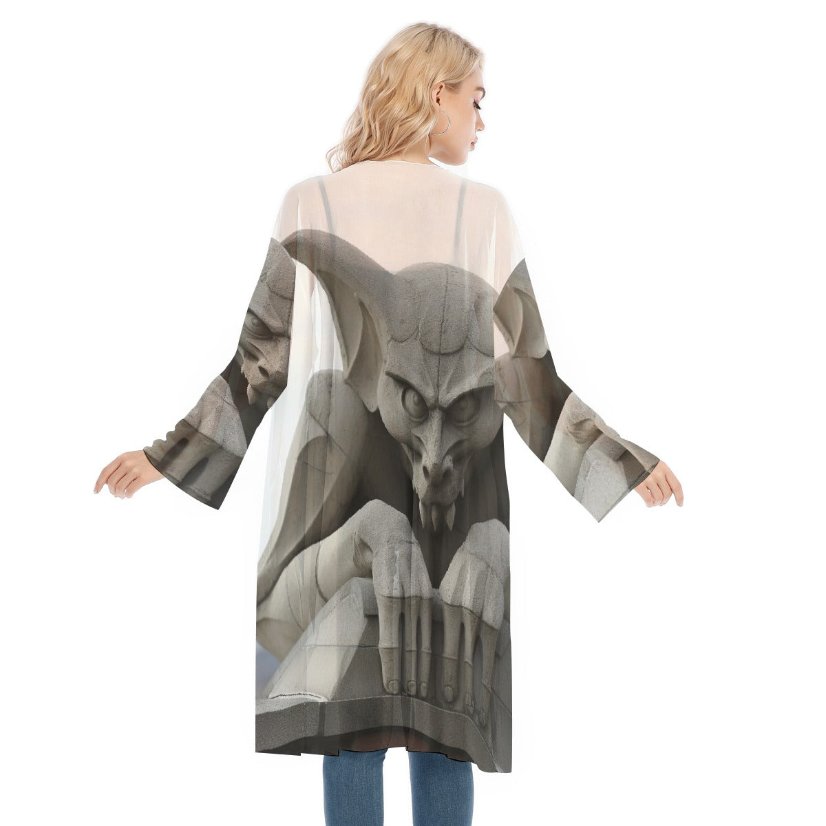 All- Over Print Women's Long Sleeve Mesh Cardigan