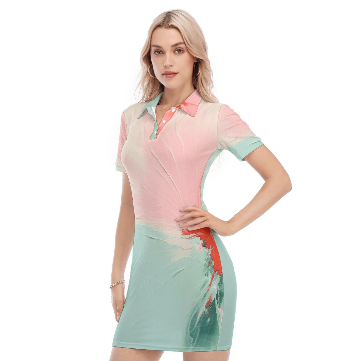 All-Over Print Women's Polo Collar Dress