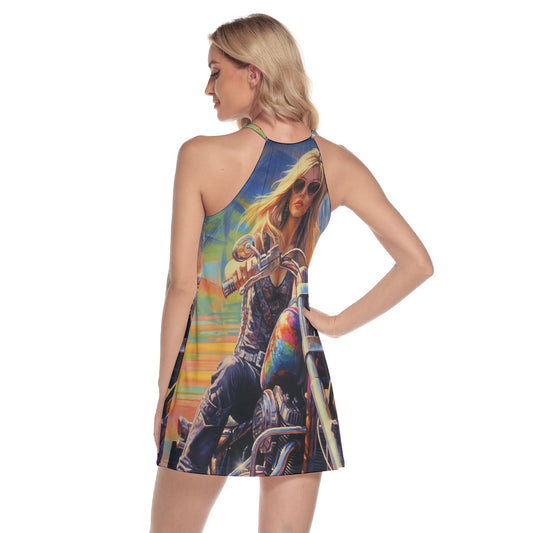 All-Over Print Women's Round Neck Above Knee Dress