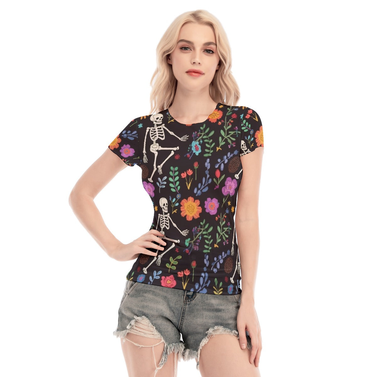 All-Over Print Women's Short Sleeve Mesh Blouse