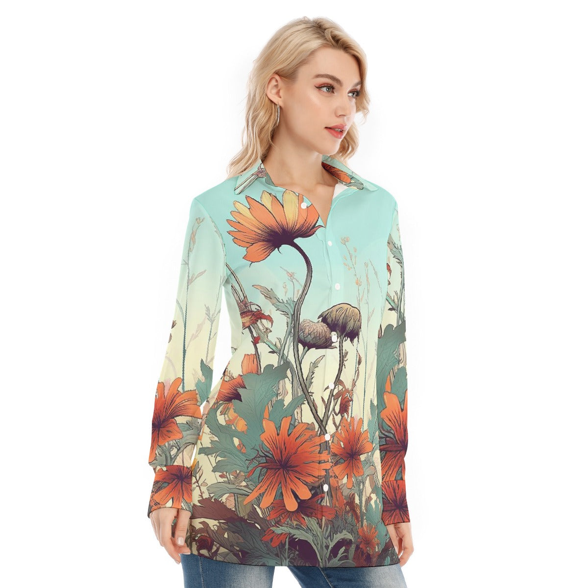 All-Over Print Women's Long Shirt