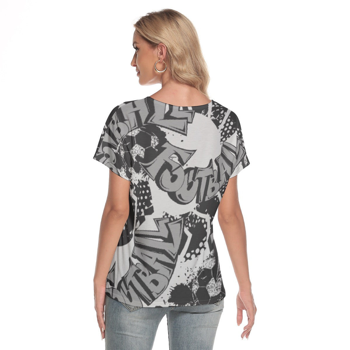 All-Over Print Women's Loose V-neck Short Sleeve T-shirt