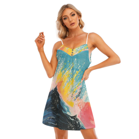 All-Over Print Women's V-neck Cami Dress