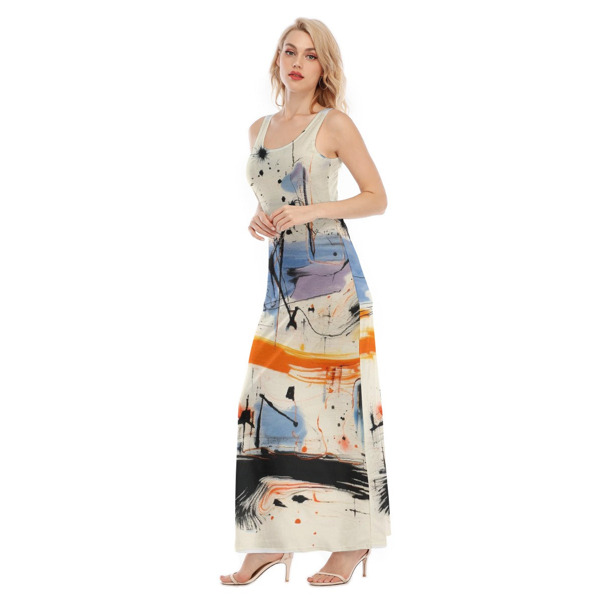 All-Over Print Women's Vest Dress | Length To Ankle