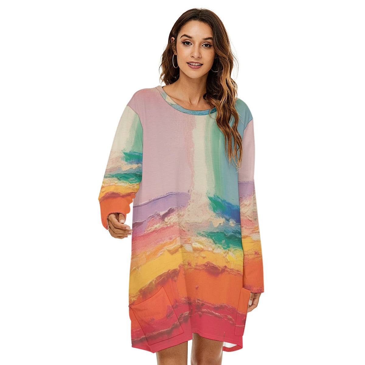 All-Over Print  Women's Loose Crew Neck Dress