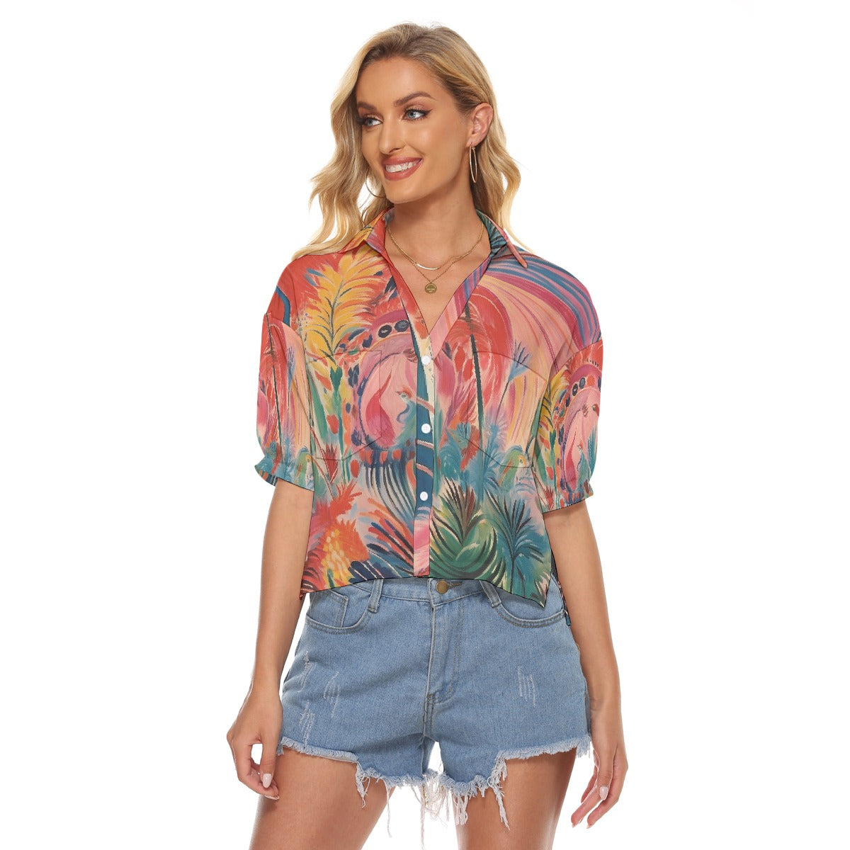 All-Over Print Women's V-neck Shirts