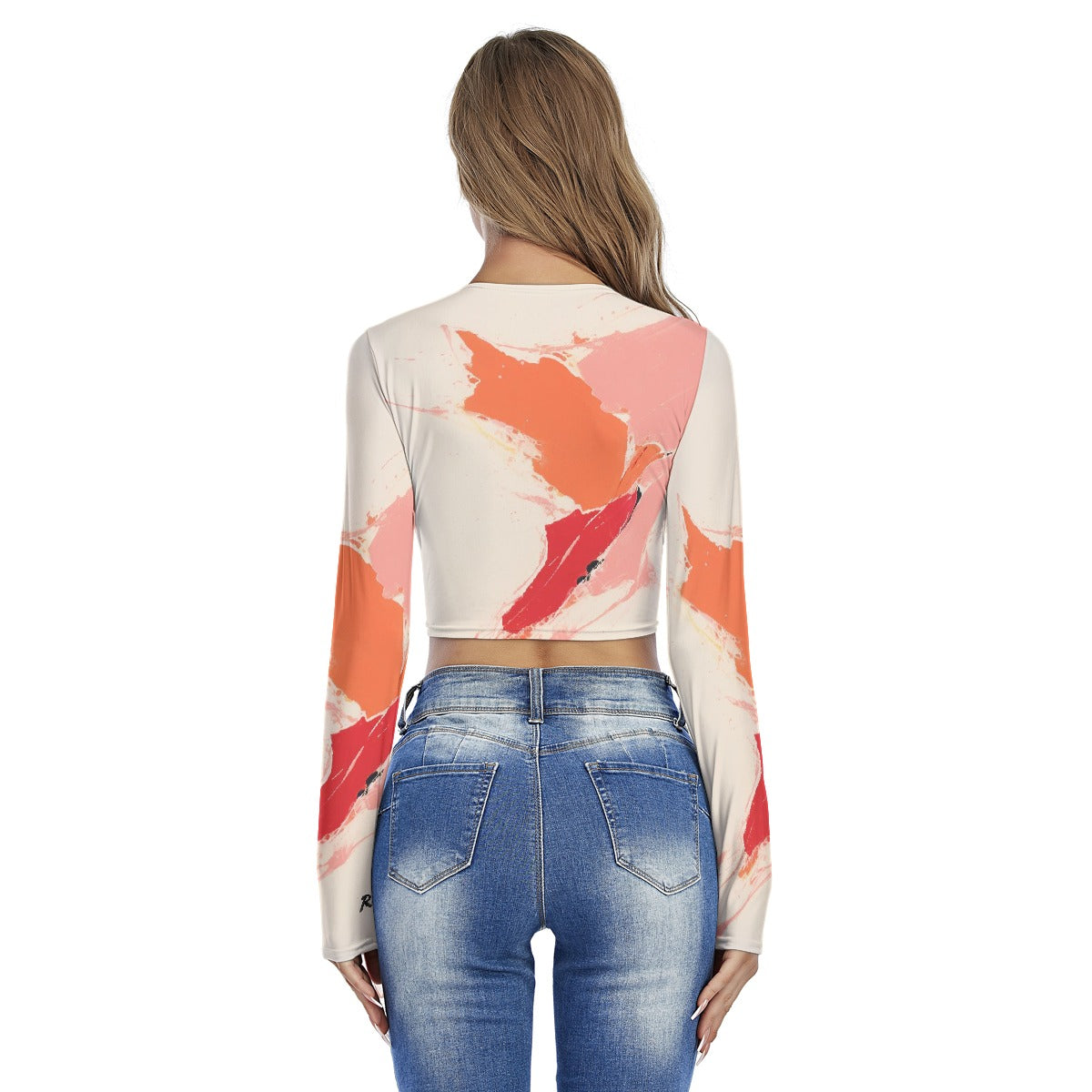 All-Over Print Women's Round Neck Crop Top T-Shirt