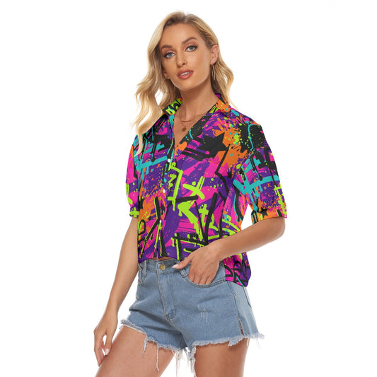 All-Over Print Women's V-neck Shirts