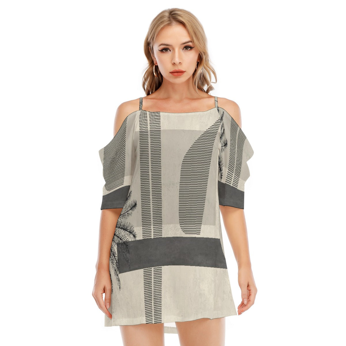 All-Over Print Women's Off-shoulder Cami Dress