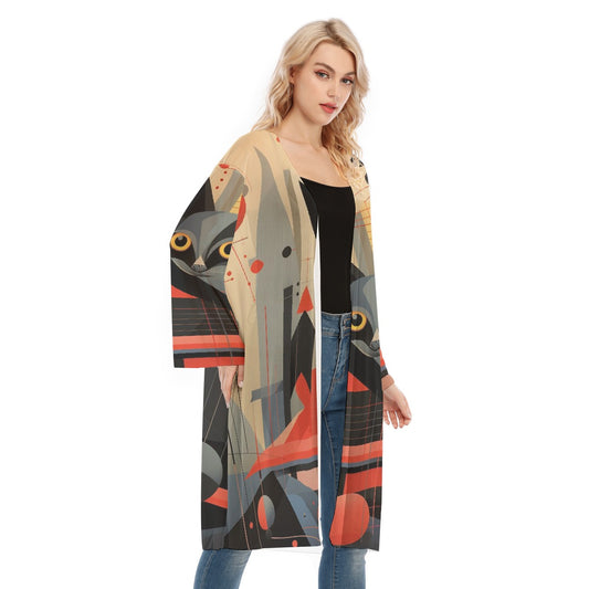 All- Over Print Women's Long Sleeve Mesh Cardigan