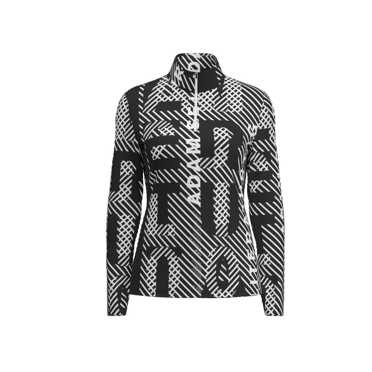 All-Over Print Women's Sports Collar Jersey With Long Sleeve