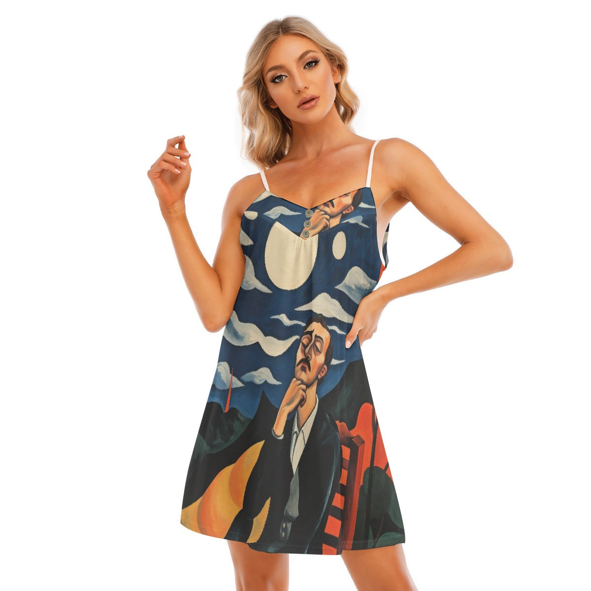 All-Over Print Women's V-neck Cami Dress