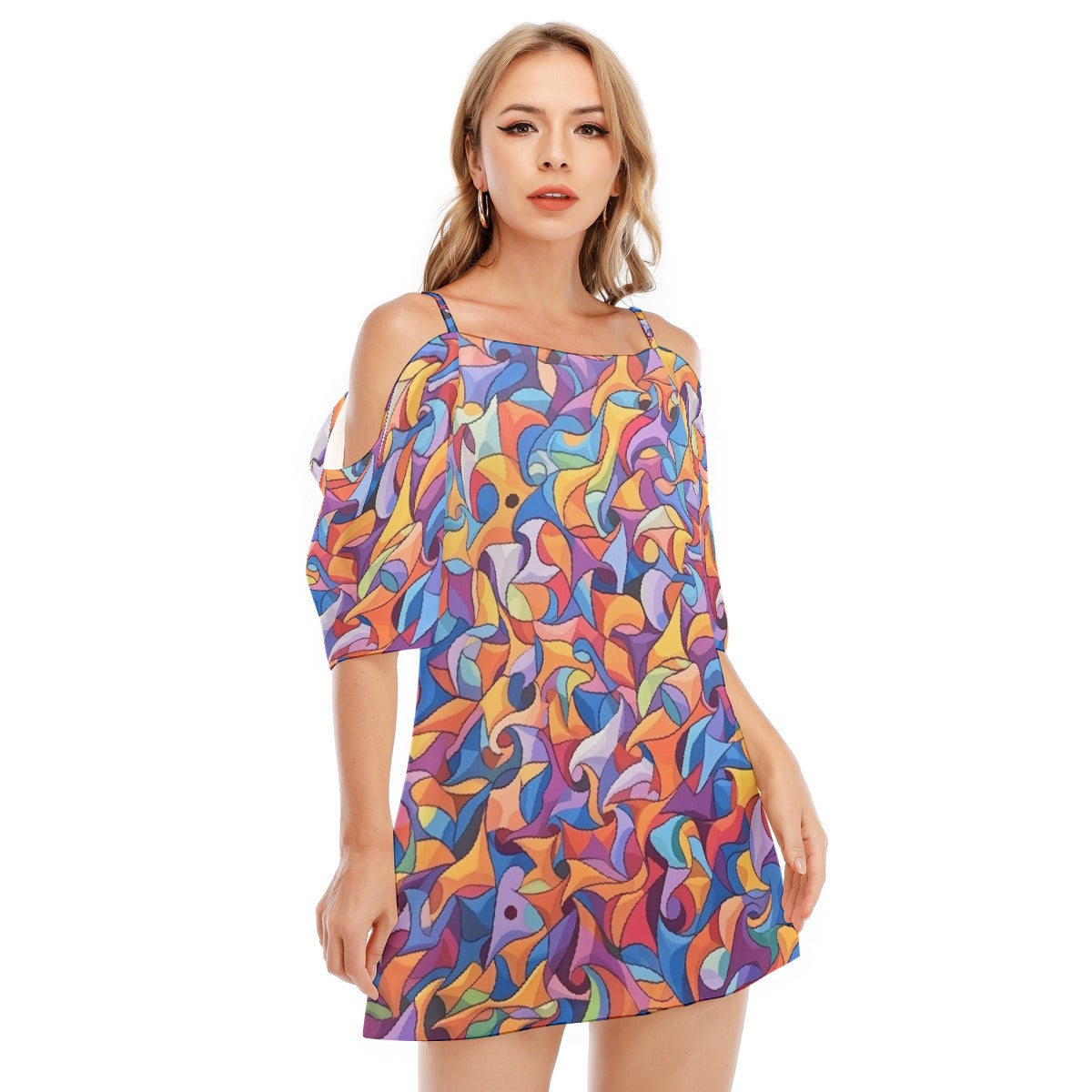 All-Over Print Women's Off-shoulder Cami Dress