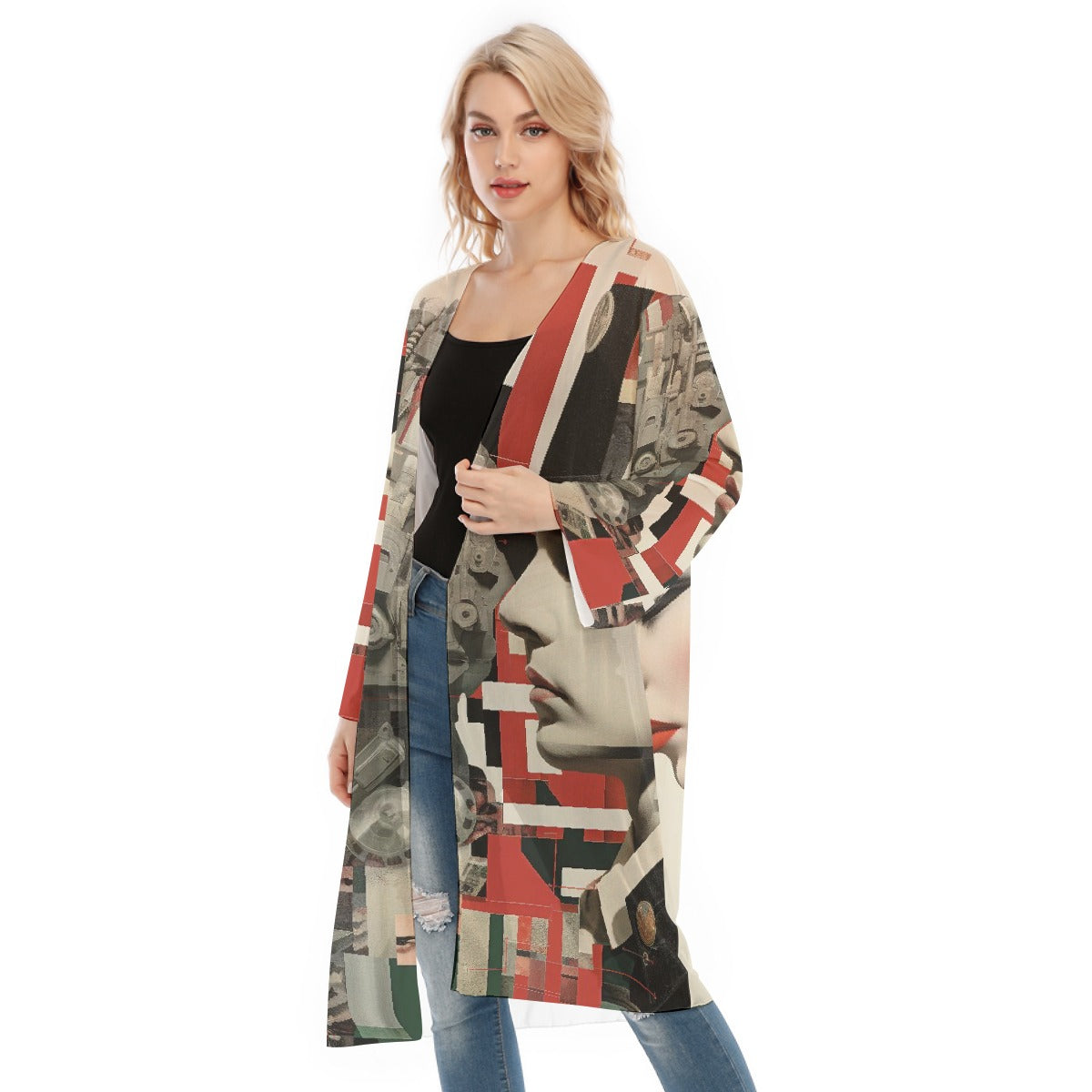 All- Over Print Women's Long Sleeve Mesh Cardigan