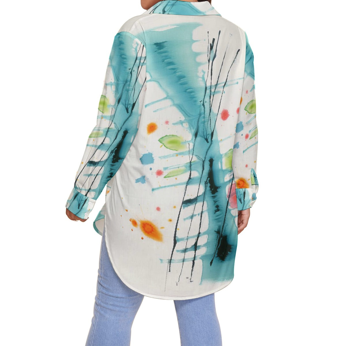 All-Over Print Women's Shirt With Long Sleeve(Plus Size)