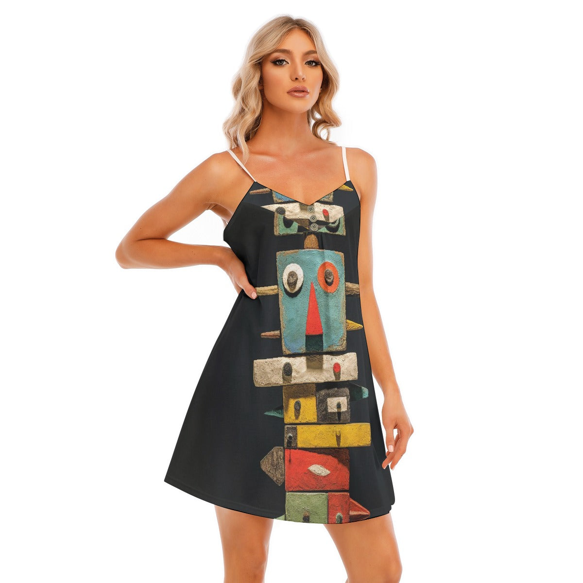 All-Over Print Women's V-neck Cami Dress