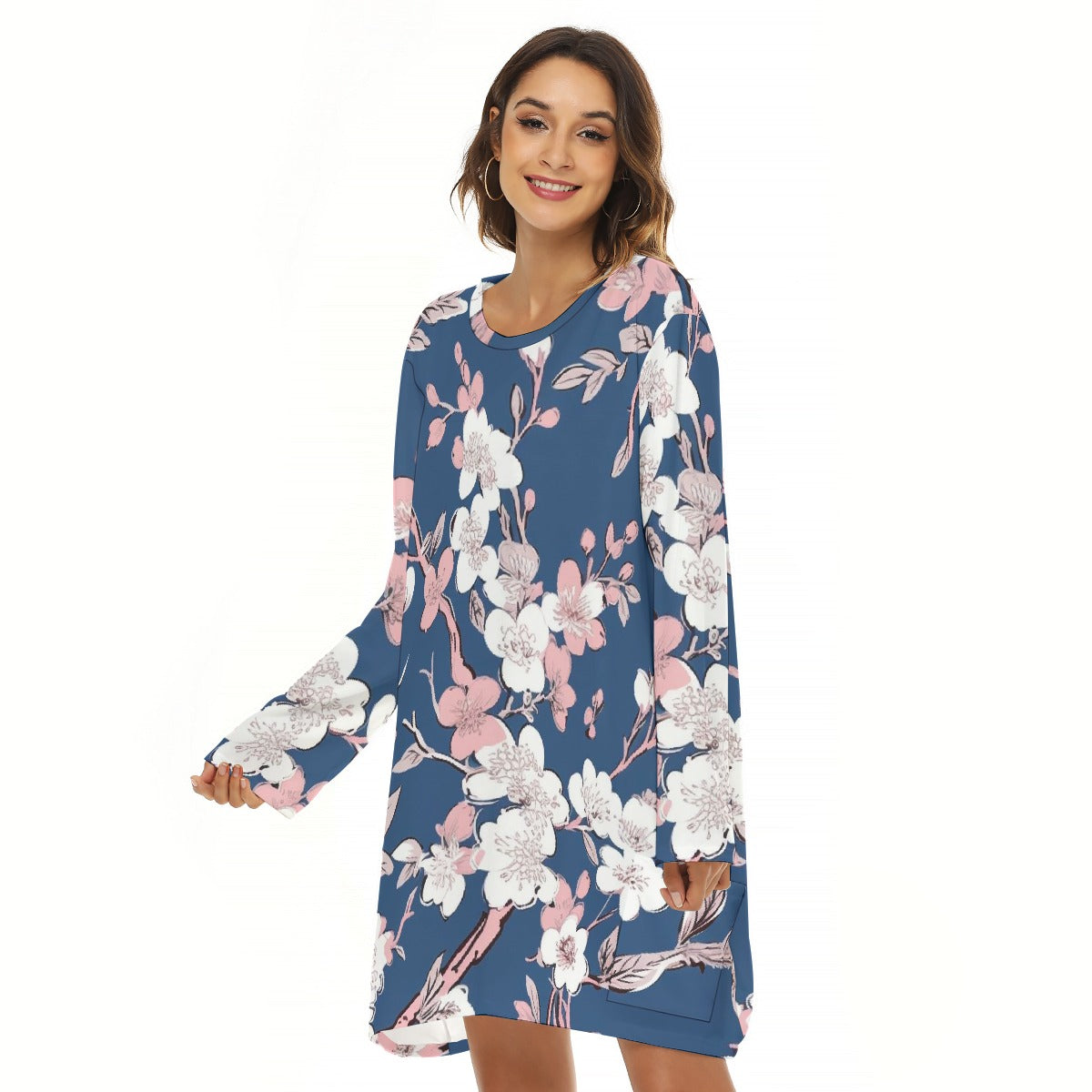 All-Over Print  Women's Loose Crew Neck Dress