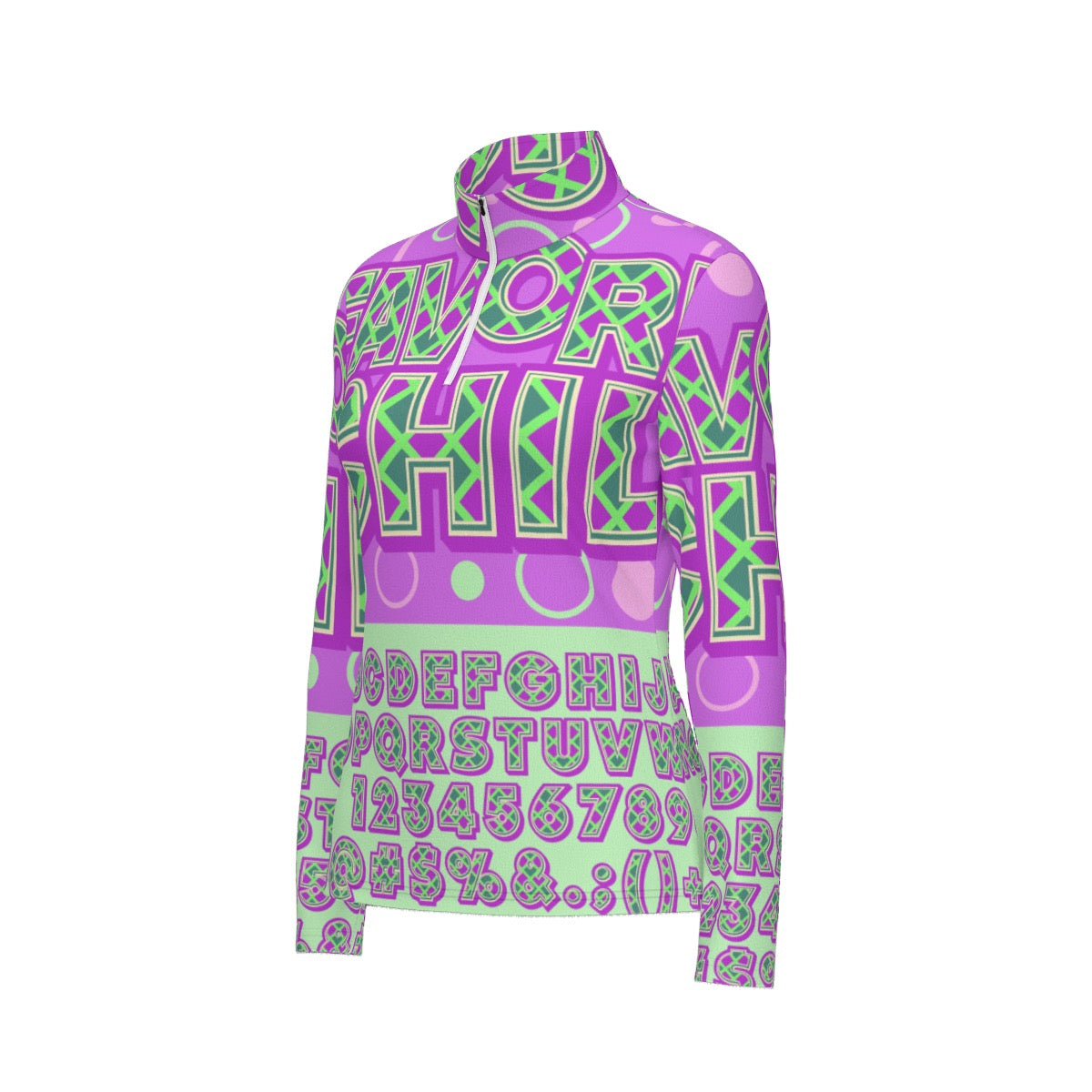 All-Over Print Women's Sports Collar Jersey With Long Sleeve