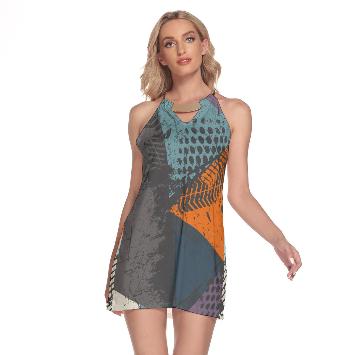 All-Over Print Women's Round Neck Above Knee Dress