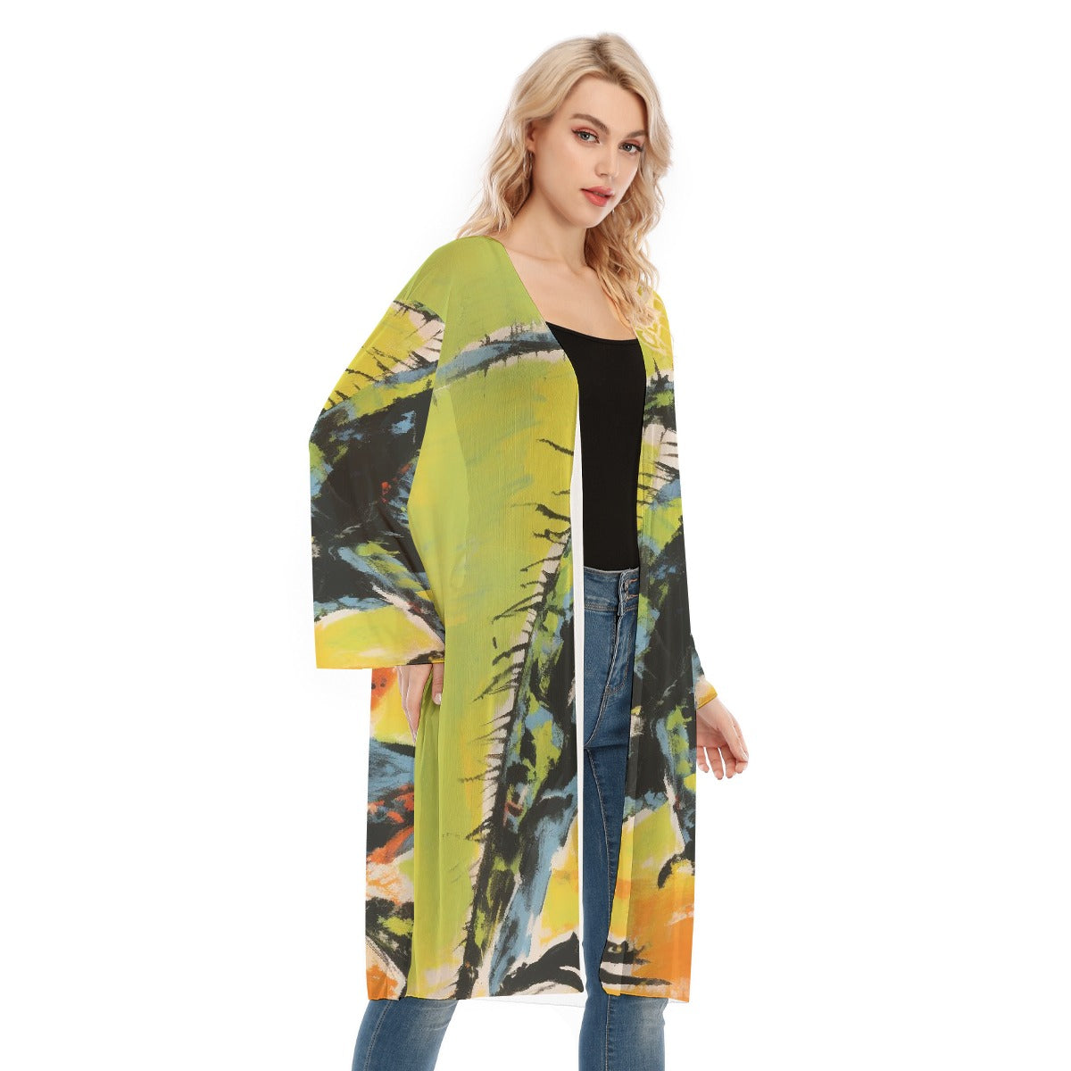 All- Over Print Women's Long Sleeve Mesh Cardigan