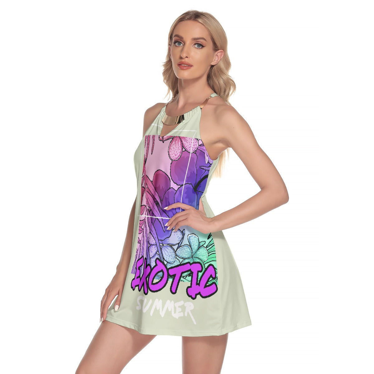 All-Over Print Women's Round Neck Above Knee Dress