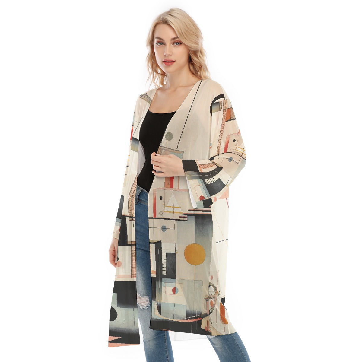 All- Over Print Women's Long Sleeve Mesh Cardigan