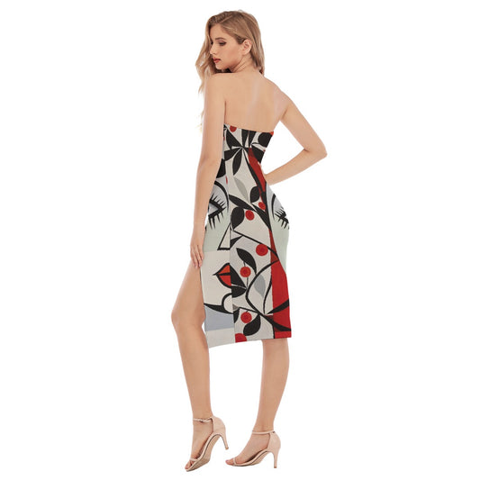 All-Over Print Women's Side Split Tube Top Dress