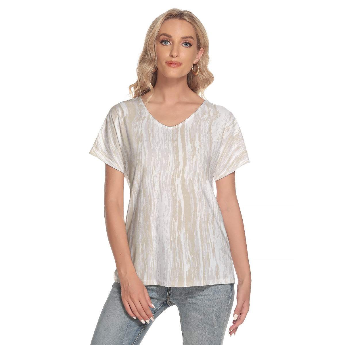 All-Over Print Women's Loose V-neck Short Sleeve T-shirt