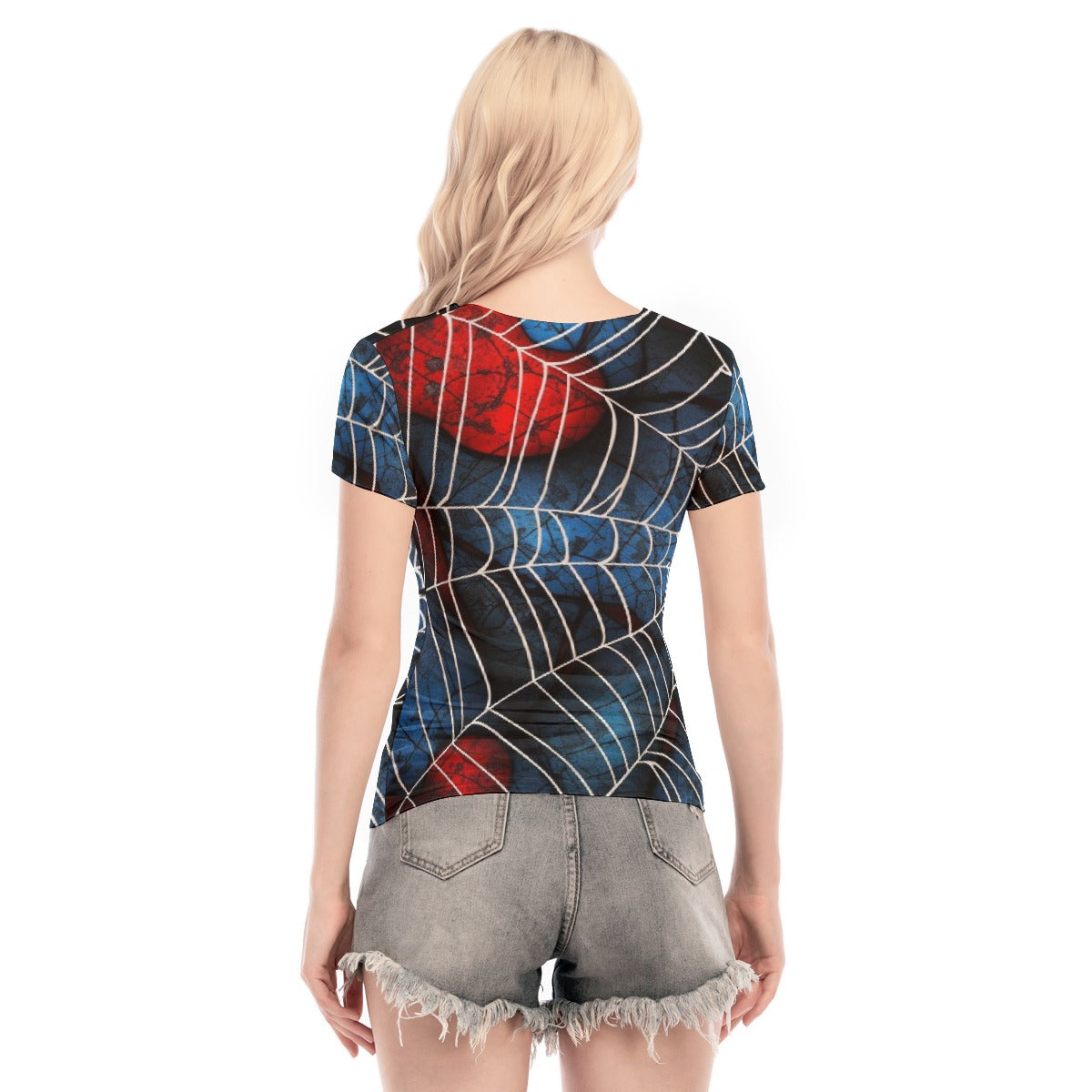 All-Over Print Women's Short Sleeve Mesh Blouse