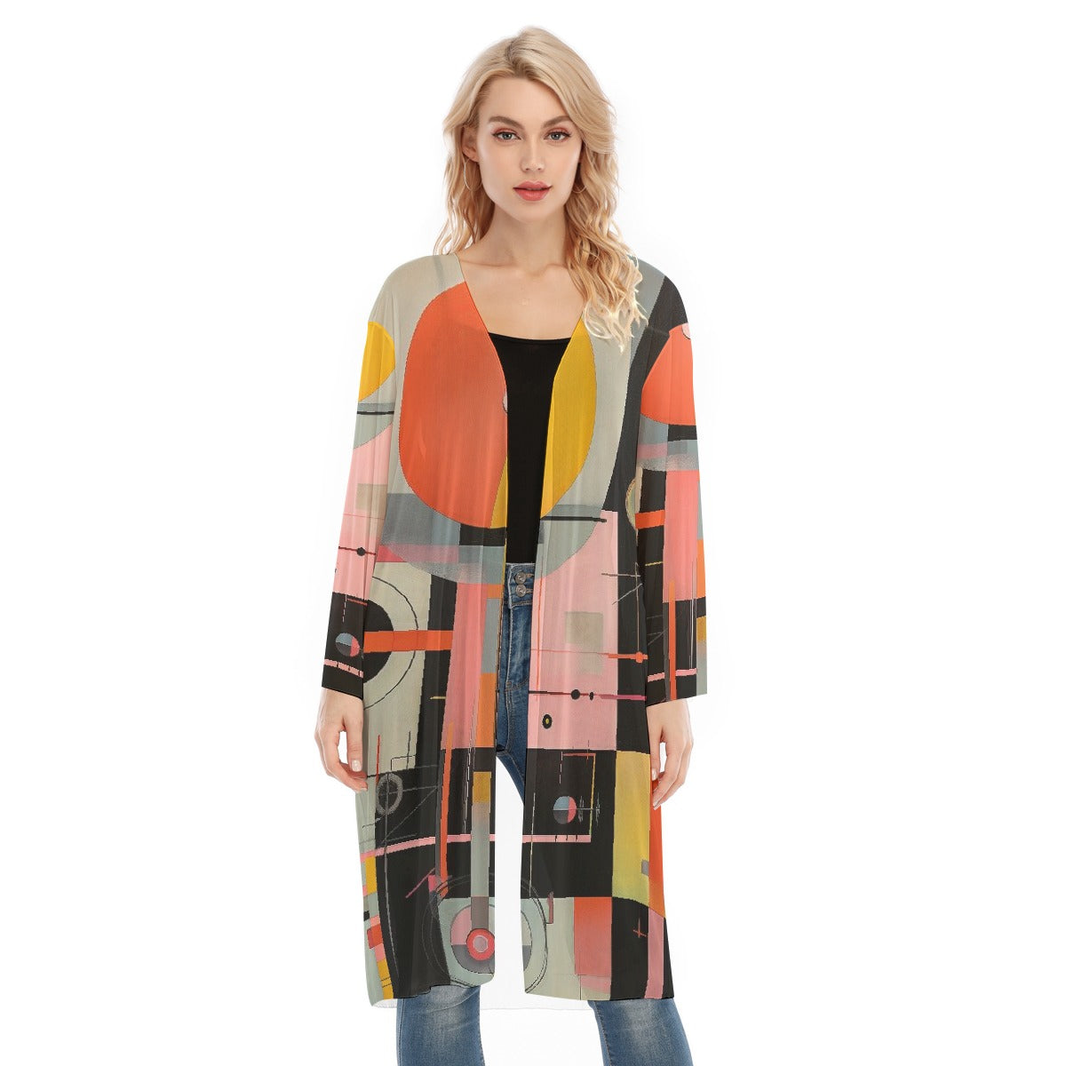 All- Over Print Women's Long Sleeve Mesh Cardigan