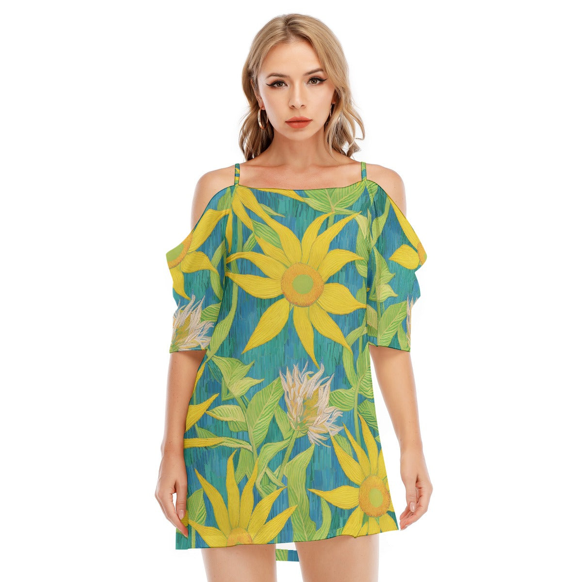 All-Over Print Women's Off-shoulder Cami Dress