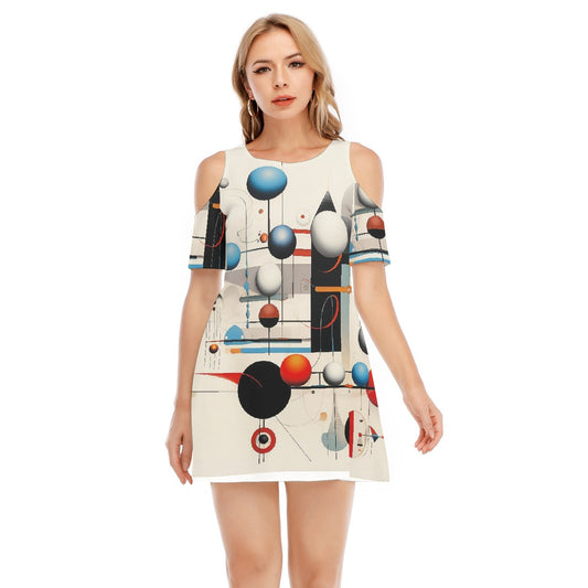 All-Over Print Women's Cold Shoulder Dress | 190GSM Cotton