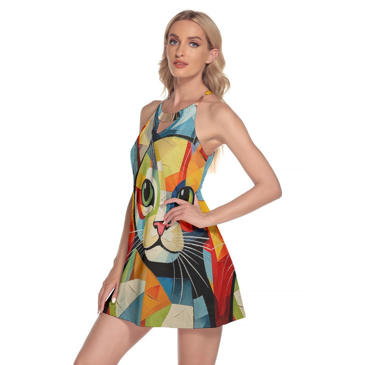 All-Over Print Women's Round Neck Above Knee Dress