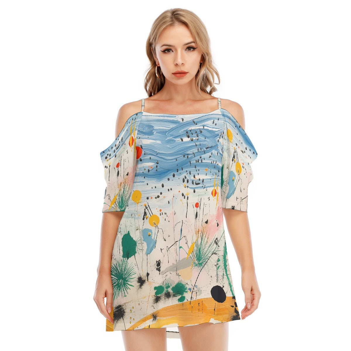 All-Over Print Women's Off-shoulder Cami Dress