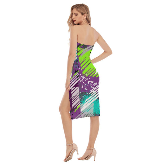 All-Over Print Women's Side Split Tube Top Dress