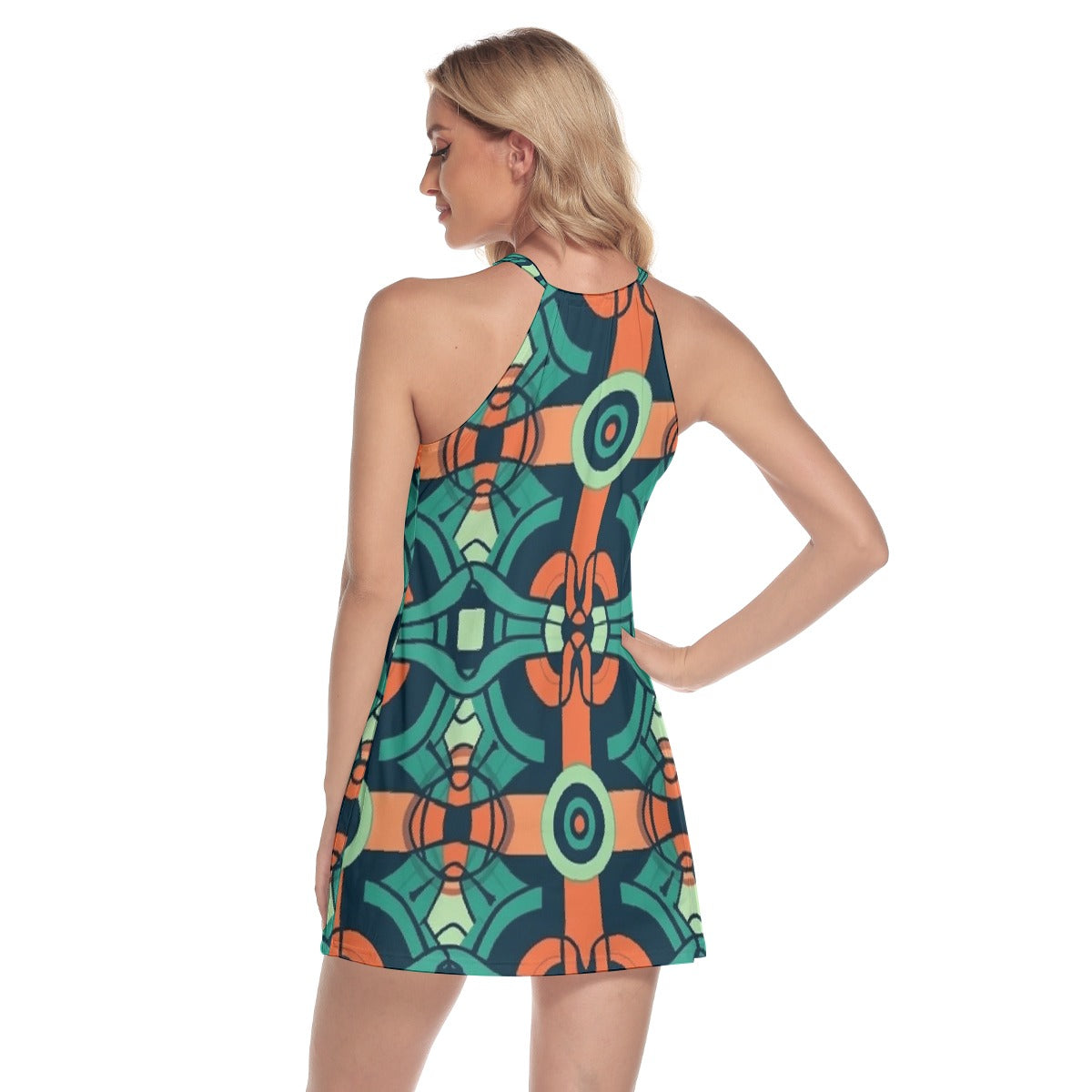 All-Over Print Women's Round Neck Above Knee Dress