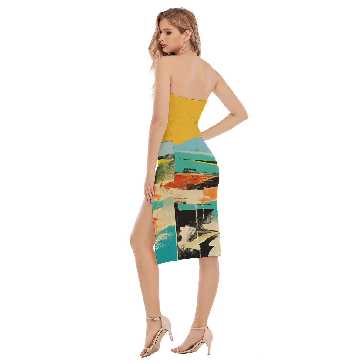 All-Over Print Women's Side Split Tube Top Dress