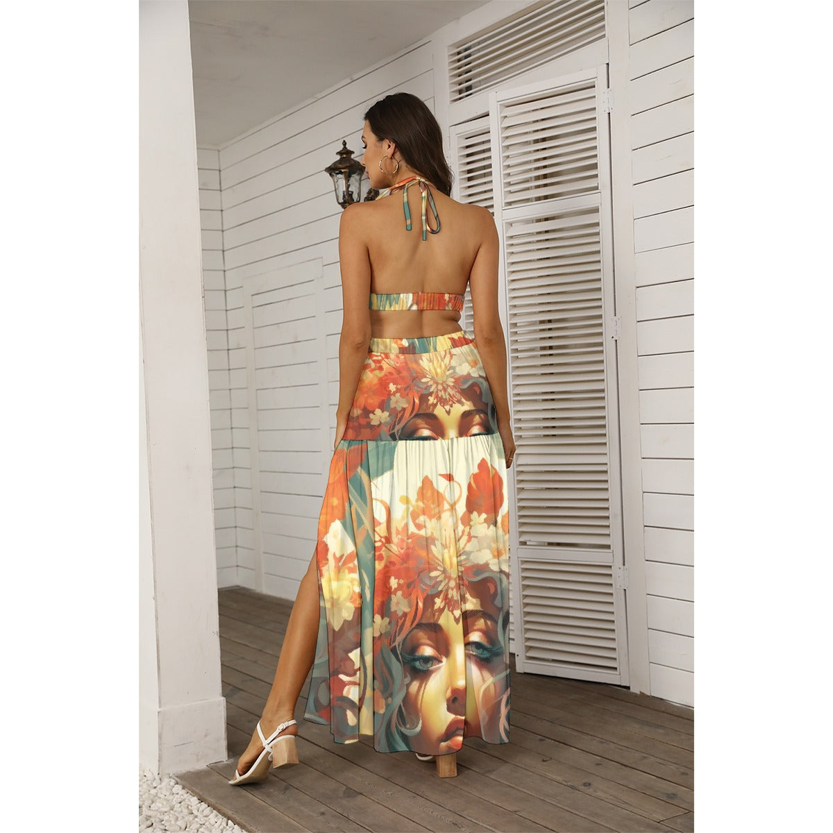 All-Over Print Women's Tie Back Wrap Dress