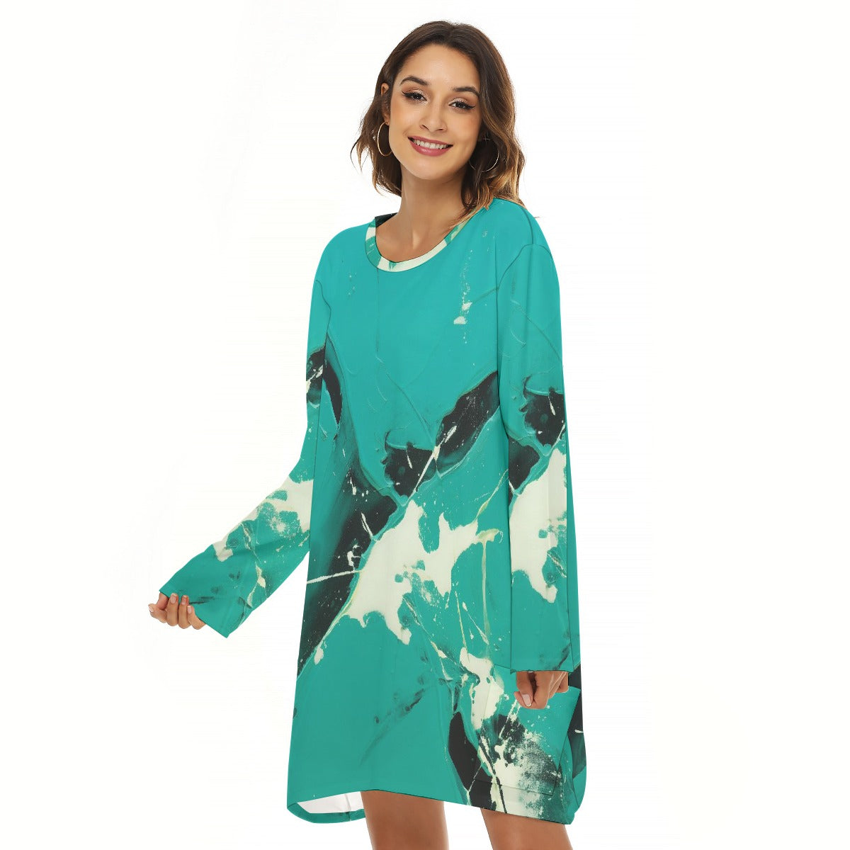 All-Over Print  Women's Loose Crew Neck Dress